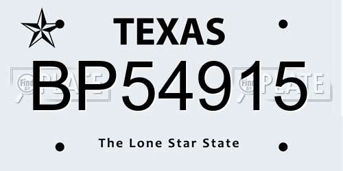 BP54915 Texas License Plate