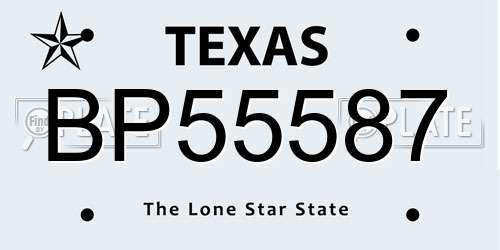 BP55587 Texas License Plate