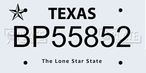 BP55852 Texas License Plate