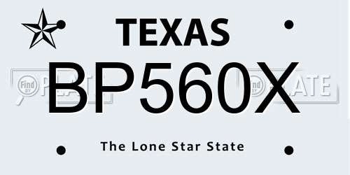 BP560X Texas License Plate