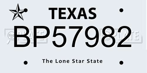 BP57982 Texas License Plate