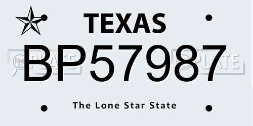 BP57987 Texas License Plate