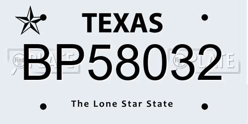 BP58032 Texas License Plate