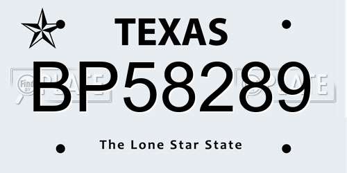 BP58289 Texas License Plate
