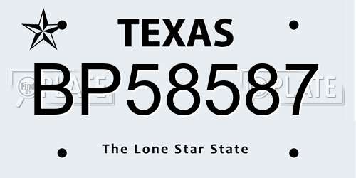 BP58587 Texas License Plate