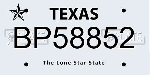 BP58852 Texas License Plate