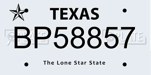 BP58857 Texas License Plate