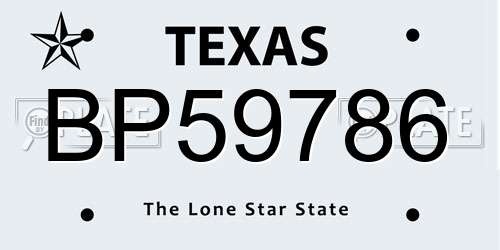 BP59786 Texas License Plate
