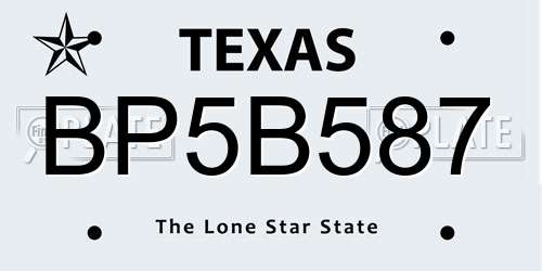 BP5B587 Texas License Plate