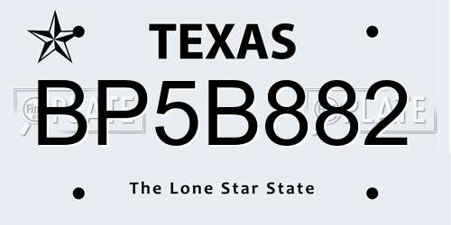 BP5B882 Texas License Plate