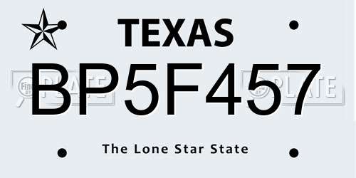 BP5F457 Texas License Plate