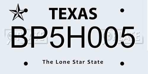 BP5H005 Texas License Plate