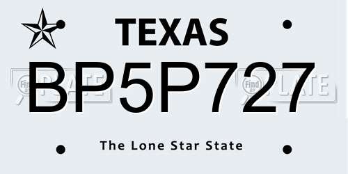 BP5P727 Texas License Plate