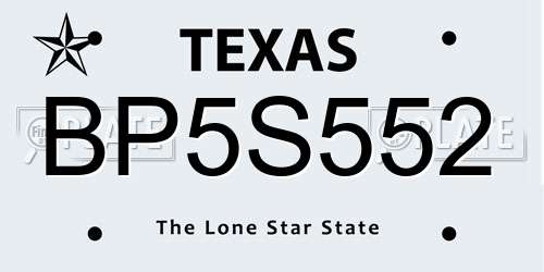 BP5S552 Texas License Plate