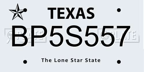 BP5S557 Texas License Plate