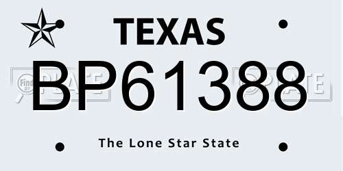BP61388 Texas License Plate