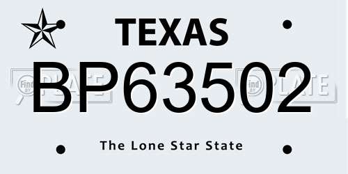 BP63502 Texas License Plate