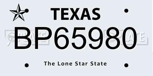 BP65980 Texas License Plate