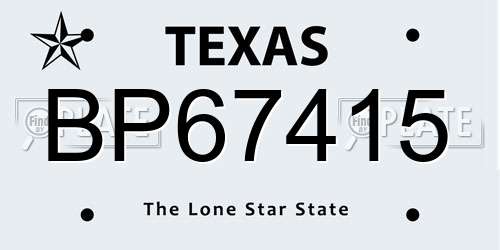 BP67415 Texas License Plate