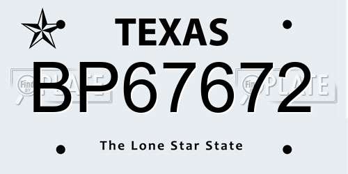 BP67672 Texas License Plate
