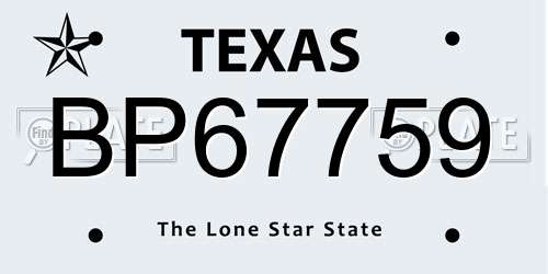 BP67759 Texas License Plate
