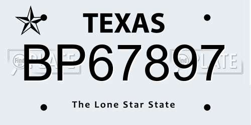 BP67897 Texas License Plate