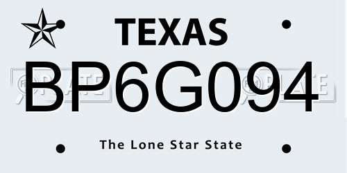 BP6G094 Texas License Plate