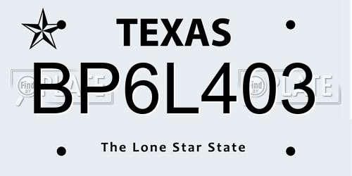 BP6L403 Texas License Plate