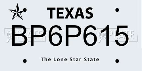 BP6P615 Texas License Plate