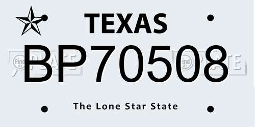 BP70508 Texas License Plate