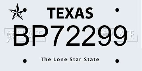 BP72299 Texas License Plate