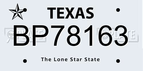 BP78163 Texas License Plate