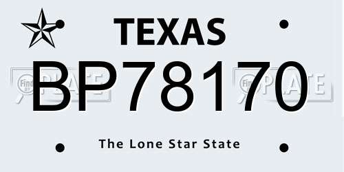 BP78170 Texas License Plate