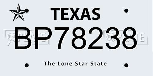 BP78238 Texas License Plate