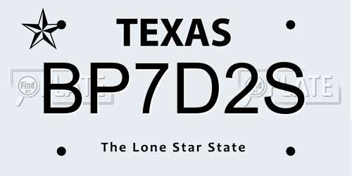 BP7D2S Texas License Plate