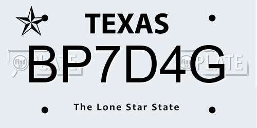 BP7D4G Texas License Plate