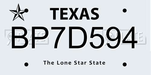 BP7D594 Texas License Plate