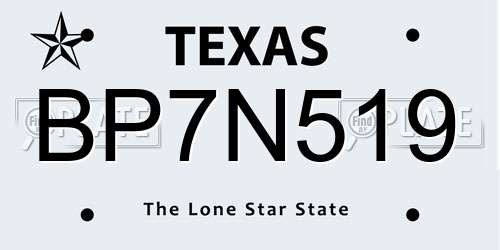 BP7N519 Texas License Plate