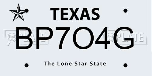 BP7O4G Texas License Plate