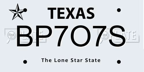 BP7O7S Texas License Plate