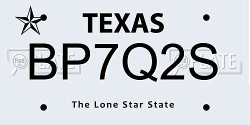 BP7Q2S Texas License Plate