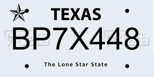 BP7X448 Texas License Plate