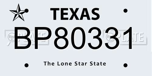 BP80331 Texas License Plate