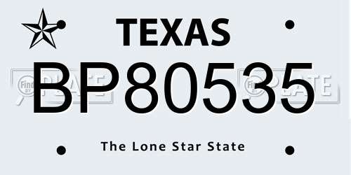 BP80535 Texas License Plate