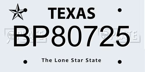 BP80725 Texas License Plate