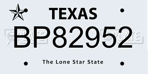 BP82952 Texas License Plate