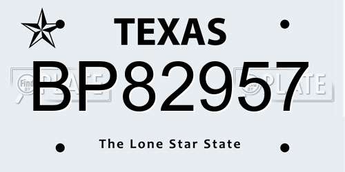 BP82957 Texas License Plate