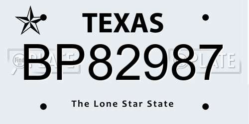 BP82987 Texas License Plate