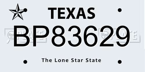 BP83629 Texas License Plate
