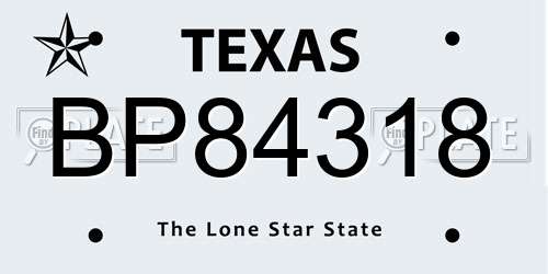 BP84318 Texas License Plate